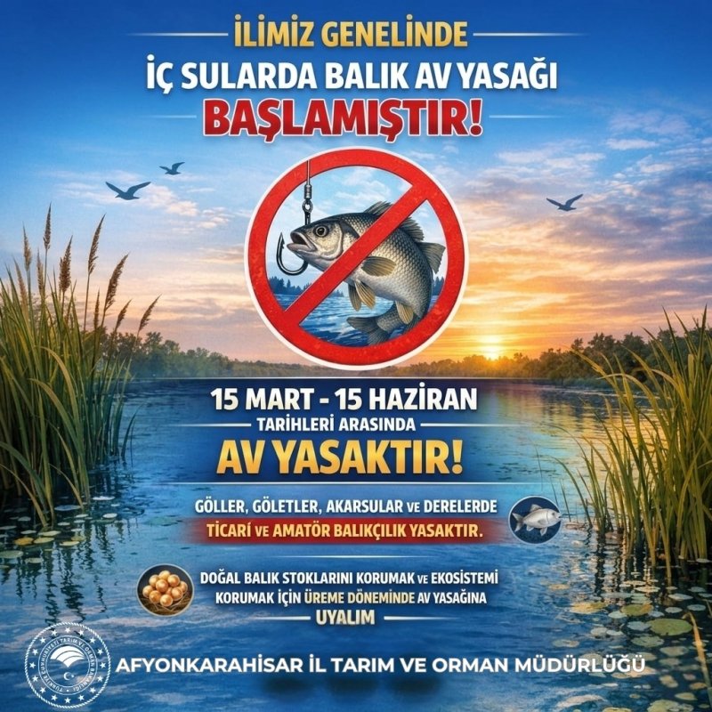 Afyon’da İç Sularda Balık Avı Yasaklandı