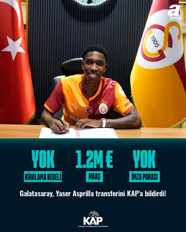 Yaser Asprilla transferini KAP'a bildirdi.