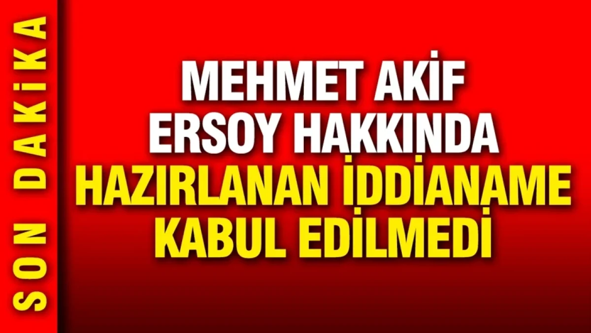 Mehmet Akif Ersoy hakkında hazırlanan iddianame kabul edilmedi