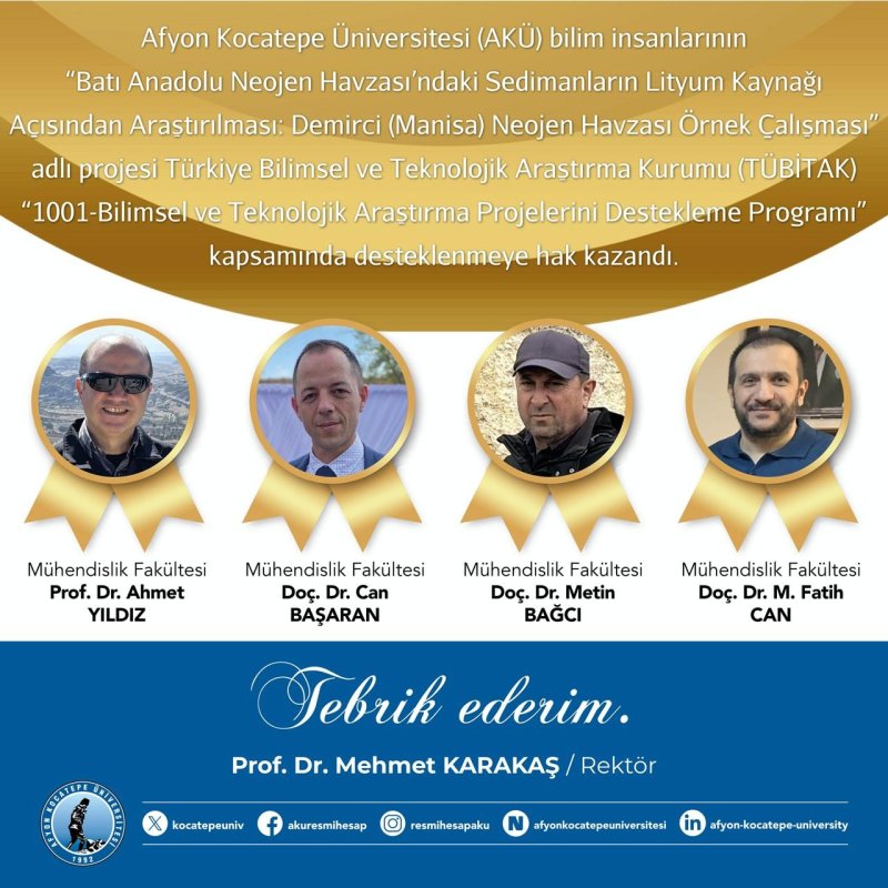 TÜBİTAK’tan AKÜ’ye onay